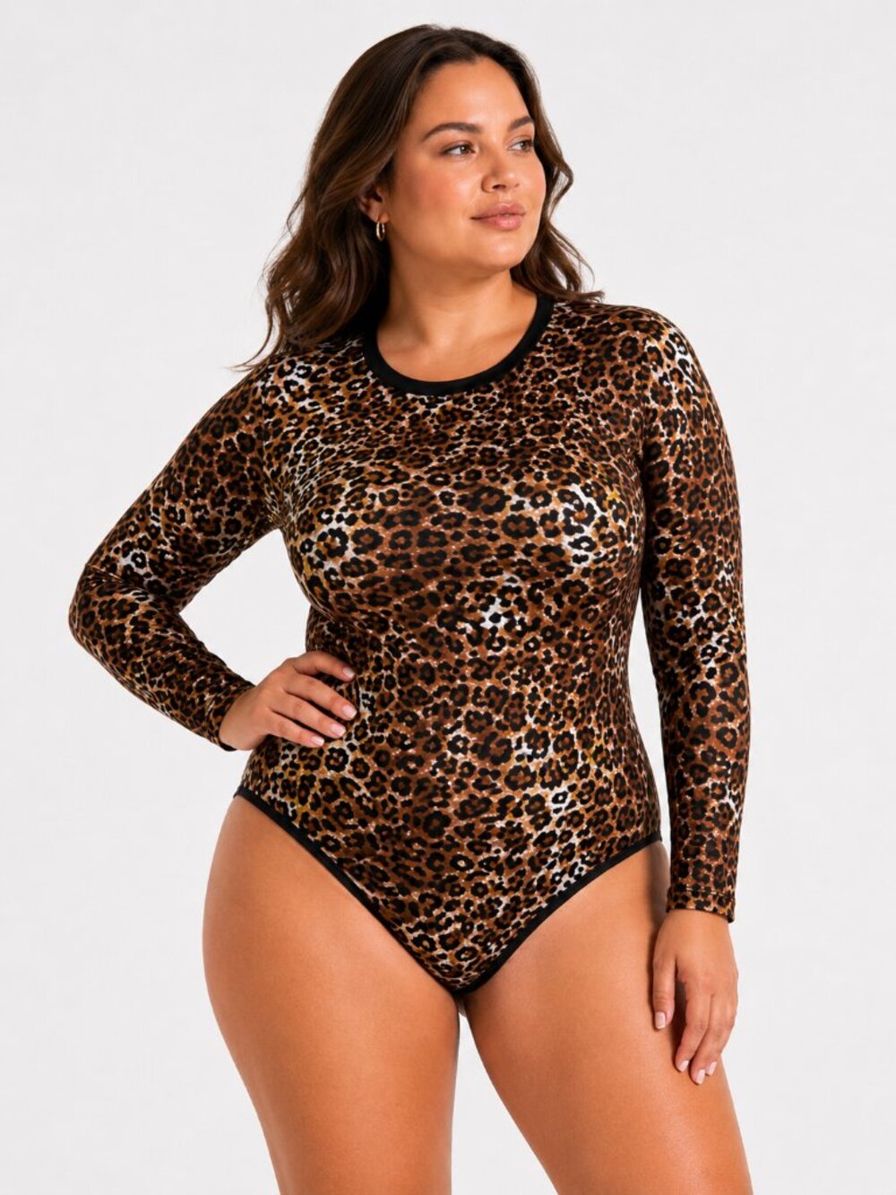 NWT CYNTHIA ROWLEY Animal Print Long Sleeve Gemma Surf Swimsuit 1X